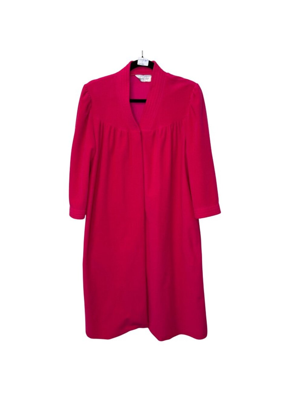 VTG Vanity Fair Womens Hot Pink Robe Snap Closure 3/4 Sleeves Size S Made In USA